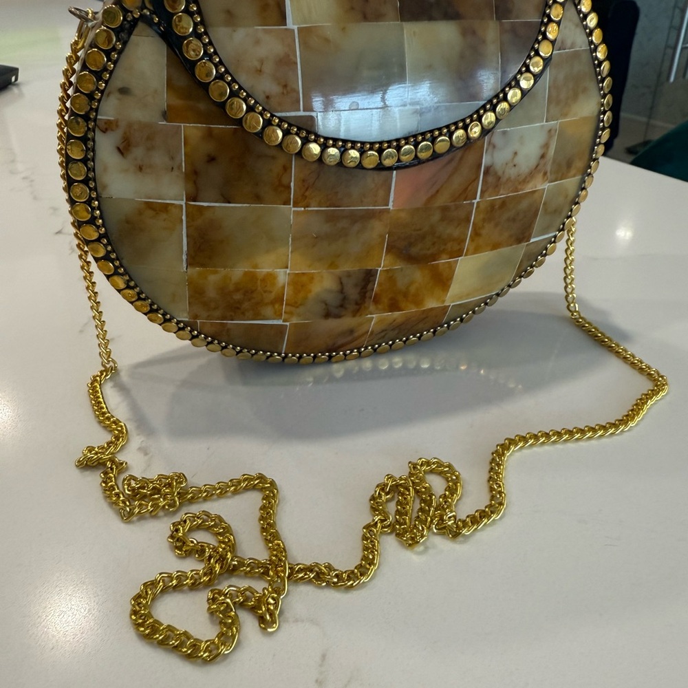 Elegant Gold and Brown Mosaic Women's Bag
